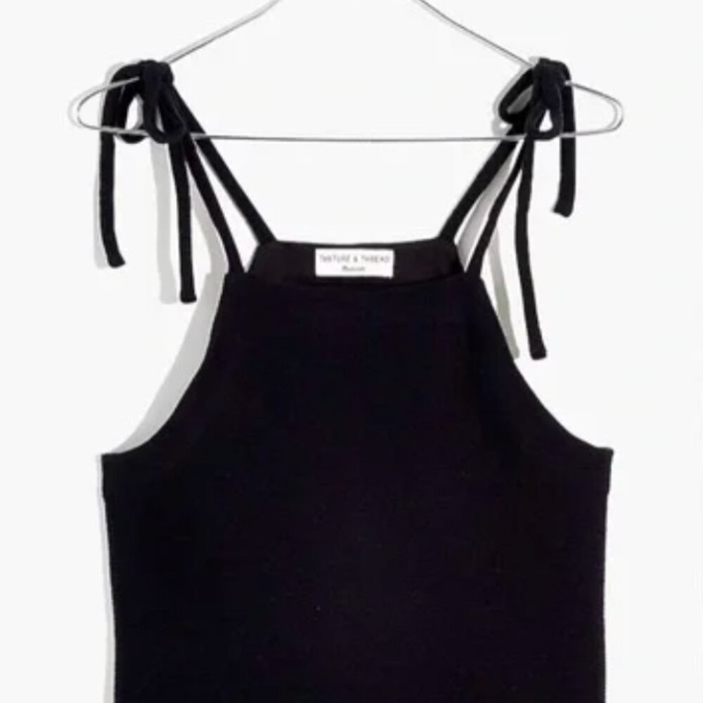 Madewell | Tie Strap Top | Black | 100% Cotton